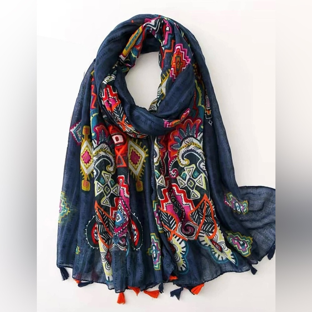 Multi Colored Patterned Scarf New In Package - image 1